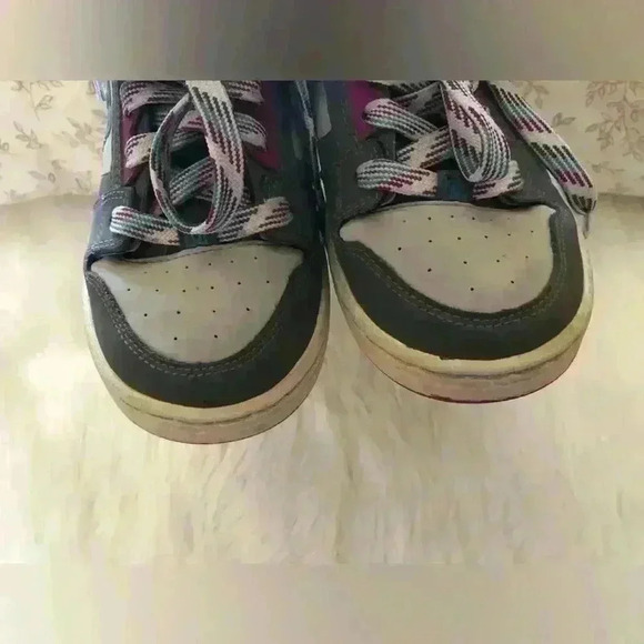 DC gray pink white high top sneakers tennis shoes girl youth 5 - Picture 5 of 6